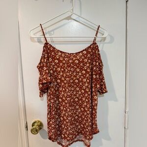 cold shoulder knit top burnt orange